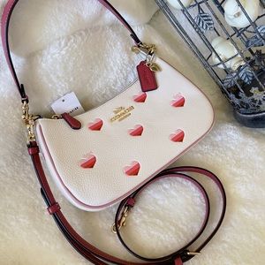 Teri Shoulder Bag With Stripe Heart Print